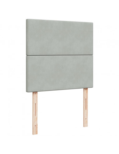 Giroletto a Molle con Materasso Grigio Chiaro 90x190 cm Velluto