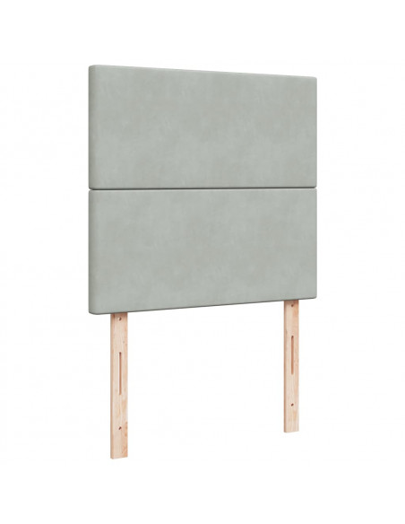 Giroletto a Molle con Materasso Grigio Chiaro 90x190 cm Velluto