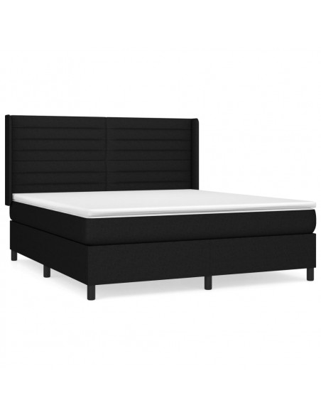 Giroletto a Molle con Materasso Nero 180x200 cm in Tessuto