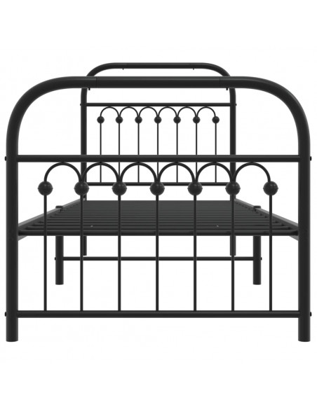 Giroletto con Testiera e Pediera Metallo Nero 80x200 cm