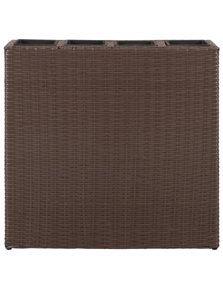 Letti Rialzati da Giardino con 4 Vasi 2 pz in Polyrattan Marrone
