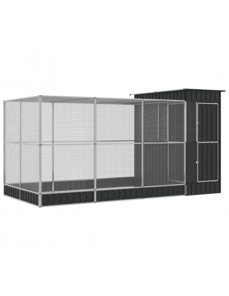 Voliera con Estensione Argento 416x203x216 cm in Acciaio