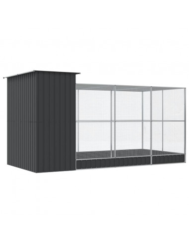 Voliera con Estensione Argento 416x203x216 cm in Acciaio