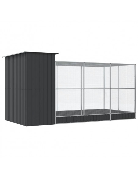 Voliera con Estensione Argento 416x203x216 cm in Acciaio