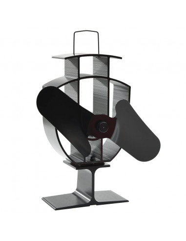 Ventola per Stufa Alimentazione a Calore 2 Lame Nero