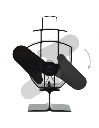 Ventola per Stufa Alimentazione a Calore 2 Lame Nero