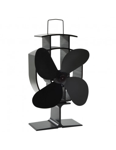 Ventola per Stufa Alimentazione a Calore 4 Lame Nero