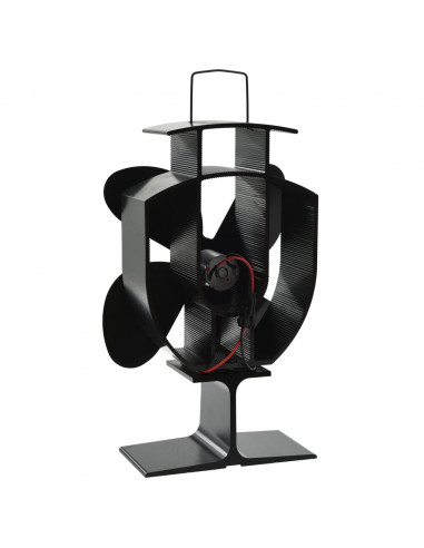 Ventola per Stufa Alimentazione a Calore 4 Lame Nero