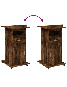 Leggio con Ruote e Cassetto Rovere Fumo 55x55x107cm Multistrato 2