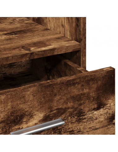 Leggio con Ruote e Cassetto Rovere Fumo 55x55x107cm Multistrato