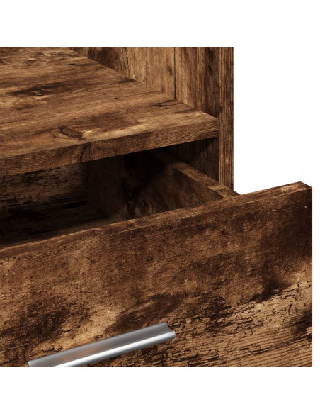 Leggio con Ruote e Cassetto Rovere Fumo 55x55x107cm Multistrato