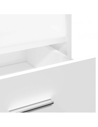 Leggio con Ruote e Cassetto Bianco 55x55x107 cm in Multistrato