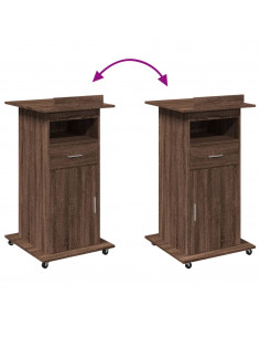 Leggio con Ruote e Cassetto Marrone 55x55x107 cm Multistrato 2