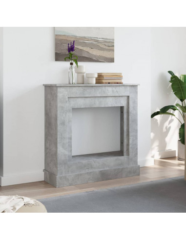 Cornice per Camino Grigio Cemento 90x30x90 cm in Truciolato