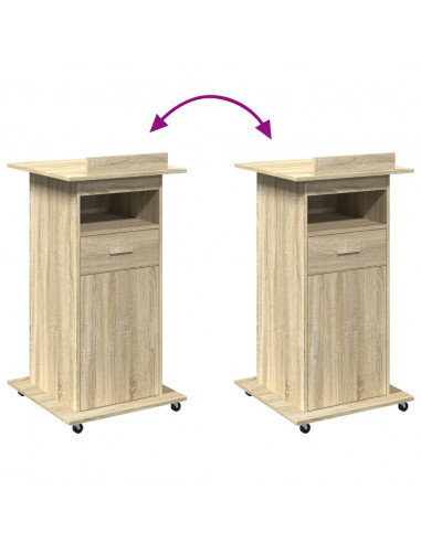 Leggio con Ruote e Cassetto Sonoma 55x55x107 cm in Multistrato