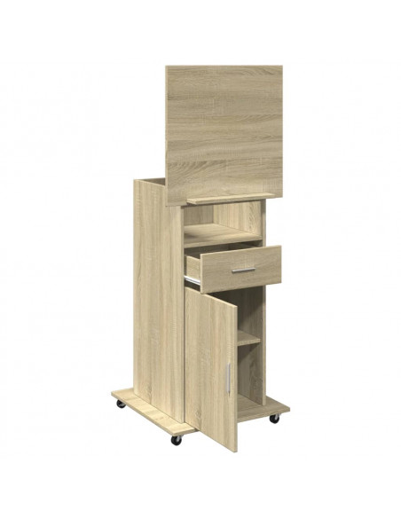Leggio con Ruote e Cassetto Sonoma 55x55x107 cm in Multistrato