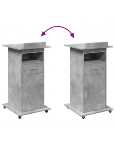 Leggio con Ruote e Cassetto Grigio 55x55x107 cm in Multistrato 2