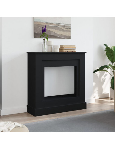 Cornice per Camino Nera 90x30x90 cm in Truciolato