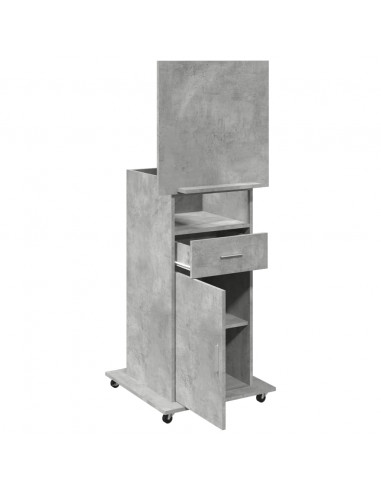 Leggio con Ruote e Cassetto Grigio 55x55x107 cm in Multistrato