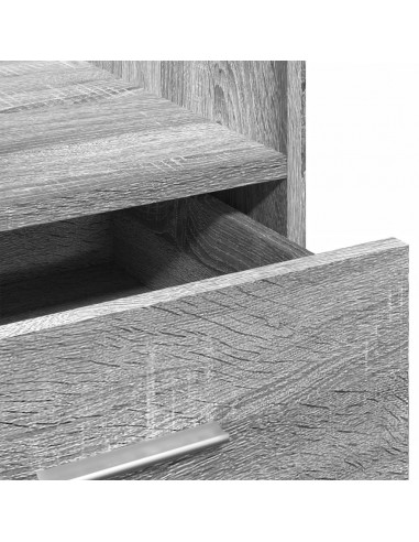 Leggio con Ruote Cassetto Grigio Sonoma 55x55x107cm Multistrato