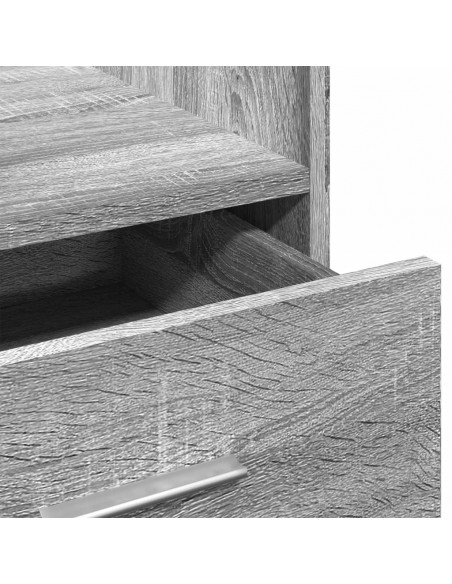 Leggio con Ruote Cassetto Grigio Sonoma 55x55x107cm Multistrato