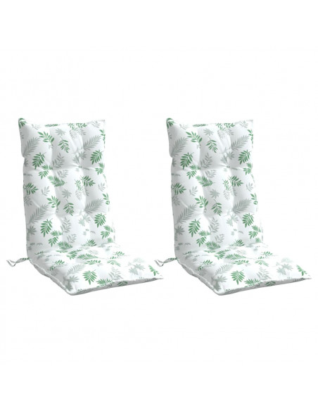 Cuscini Sedia Schienale Alto 2 pz Motivo Foglie Tessuto Oxford
