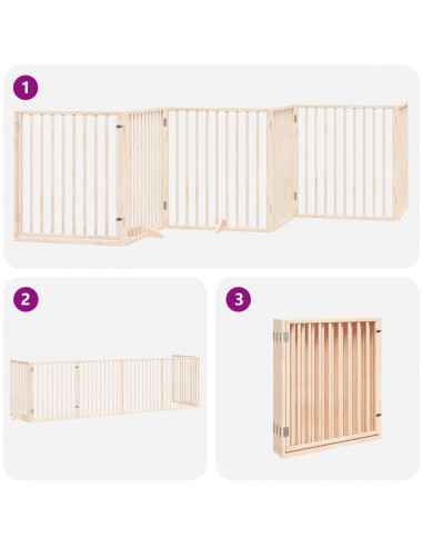 Cancello per Cani Pieghevole 6 Pannelli 480 cm Legno di Pioppo