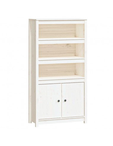 Credenza Bianca 80x35x154 cm in Legno Massello di Pino