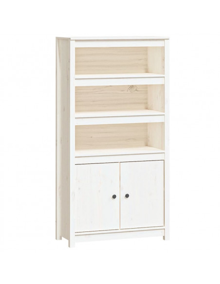 Credenza Bianca 80x35x154 cm in Legno Massello di Pino