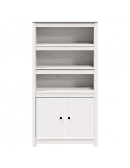 Credenza Bianca 80x35x154 cm in Legno Massello di Pino