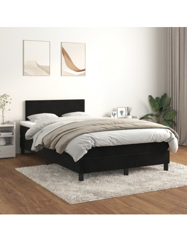 Giroletto a Molle con Materasso Nero 120x190 cm in Velluto