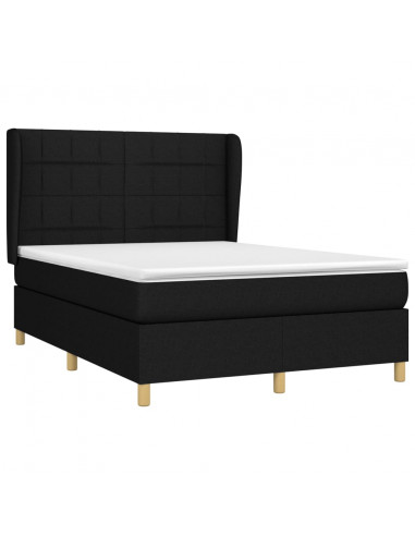 Giroletto a Molle con Materasso Nero 140x200 cm in Tessuto