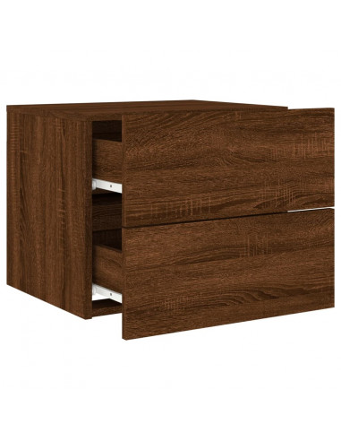 Comodini a Parete con luci LED 2 pz Rovere Marrone