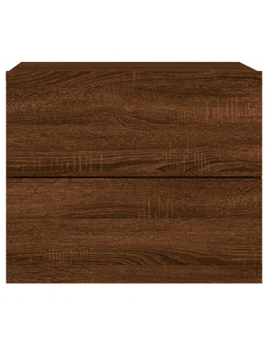 Comodini a Parete con luci LED 2 pz Rovere Marrone