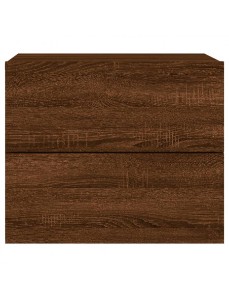 Comodini a Parete con luci LED 2 pz Rovere Marrone
