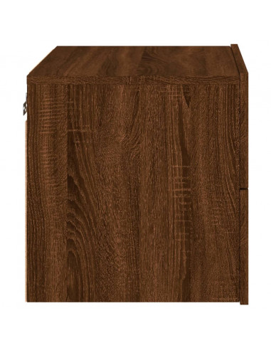 Comodini a Parete con luci LED 2 pz Rovere Marrone