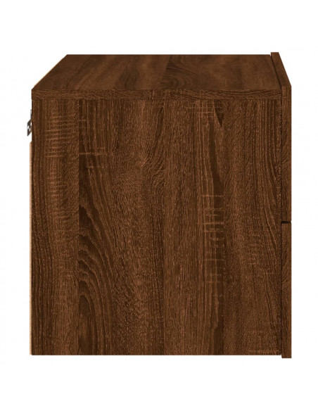 Comodini a Parete con luci LED 2 pz Rovere Marrone