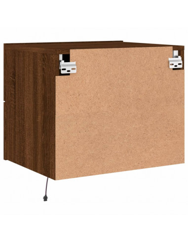 Comodini a Parete con luci LED 2 pz Rovere Marrone
