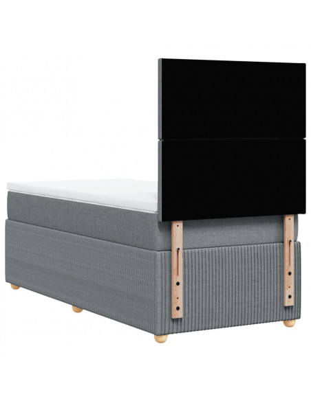 Giroletto a Molle con Materasso Grigio Chiaro 80x200 cm Tessuto
