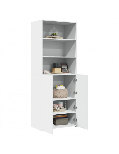 Credenza Bianca 70x42,5x185 cm in Legno Multistrato
