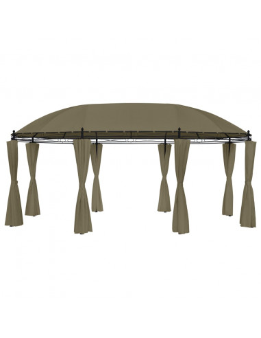 Gazebo con Tende 520x349x255 cm Grigio Talpa 180 g/m²