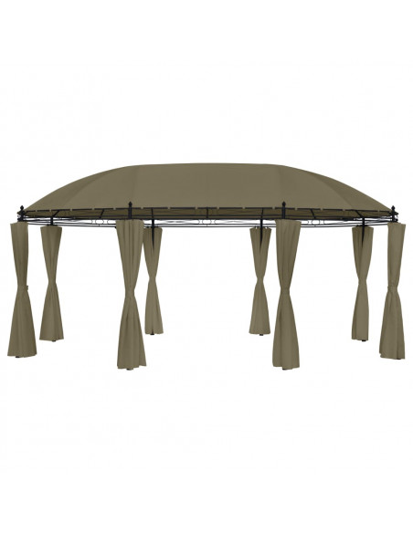 Gazebo con Tende 520x349x255 cm Grigio Talpa 180 g/m²