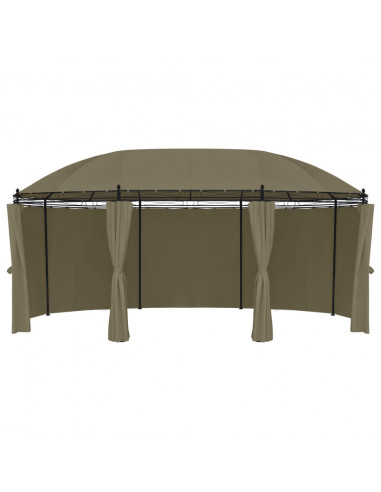 Gazebo con Tende 520x349x255 cm Grigio Talpa 180 g/m²
