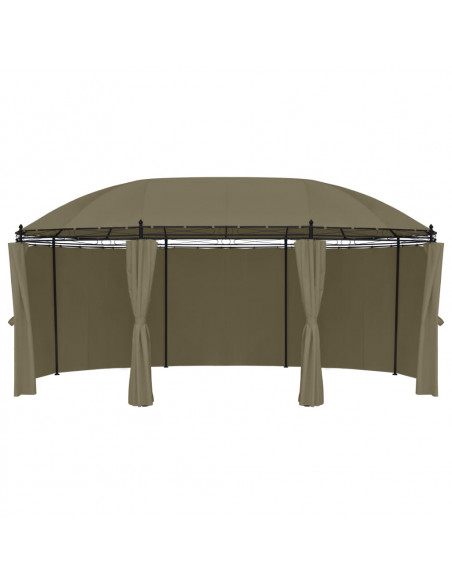 Gazebo con Tende 520x349x255 cm Grigio Talpa 180 g/m²