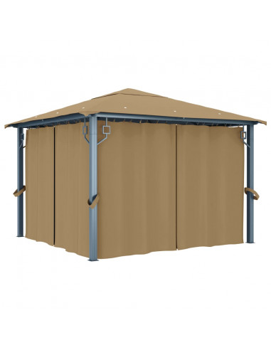 Gazebo con Tenda 300x300 cm Grigio Talpa in Alluminio