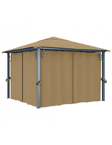 Gazebo con Tenda 300x300 cm Grigio Talpa in Alluminio
