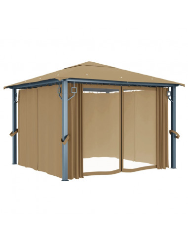 Gazebo con Tenda 300x300 cm Grigio Talpa in Alluminio