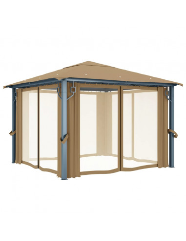 Gazebo con Tenda 300x300 cm Grigio Talpa in Alluminio