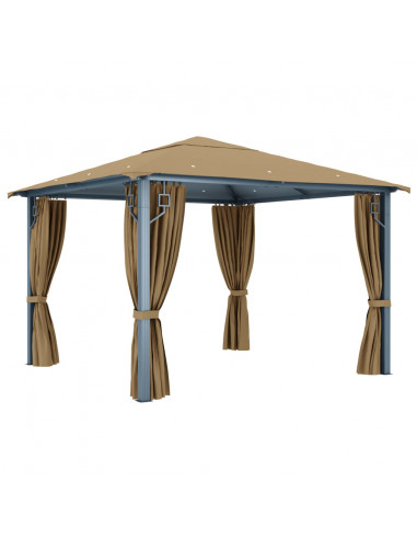Gazebo con Tenda 300x300 cm Grigio Talpa in Alluminio