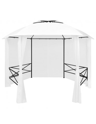 Gazebo da Giardino con Tende 360x312x265 cm Bianco 180 g/m²